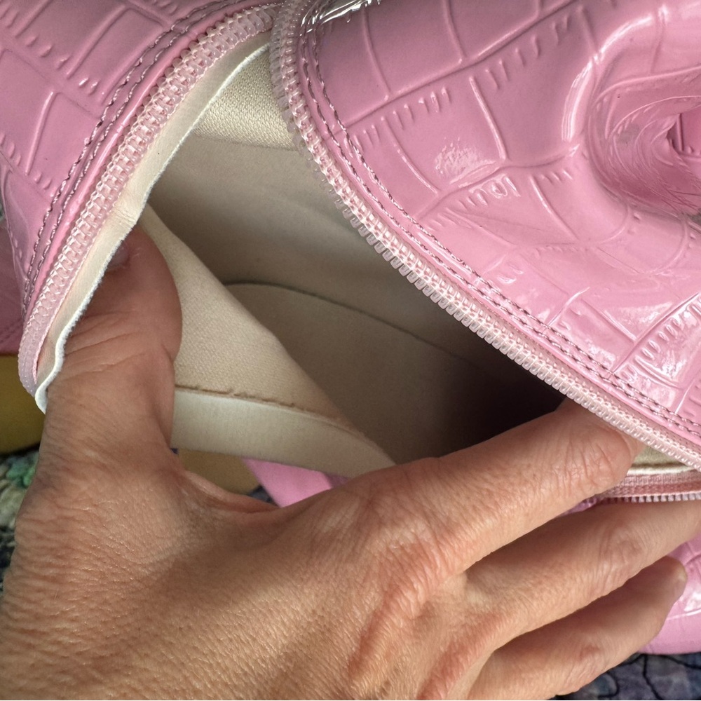 New Pink Croc-Embossed Heeled Boots size 38 - Picture 9 of 10